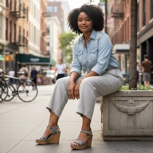 Christian Siriano Payless Cork Wedge Sandals Aztec Boho Women’s Size 10